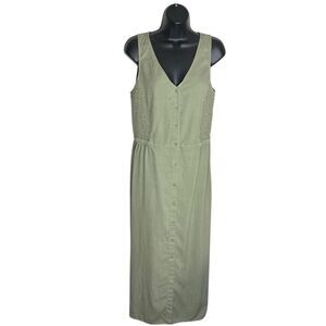 Cloth & Stone Maxi Dress Womens Small Matcha Green Smocked Buttons Anthropologie
